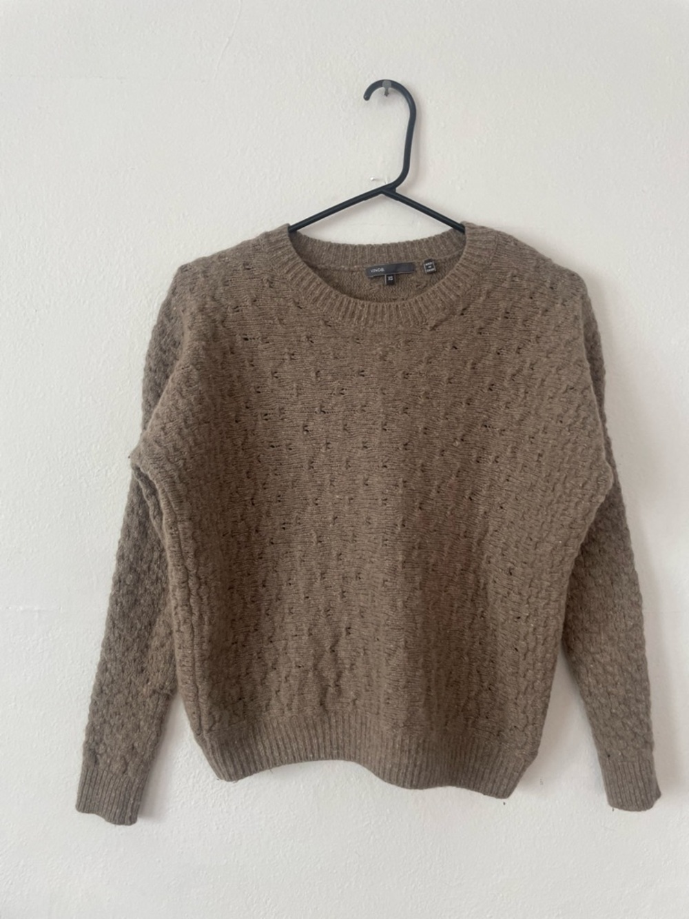 Vince Brown Textured Knit Crewneck Sweater - Size XS